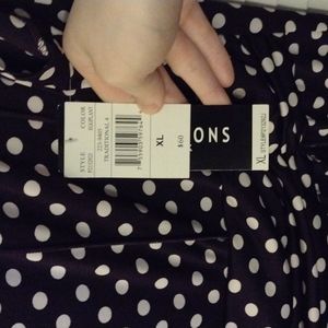 NWT Perceptions New York eggplant polkadot dress
